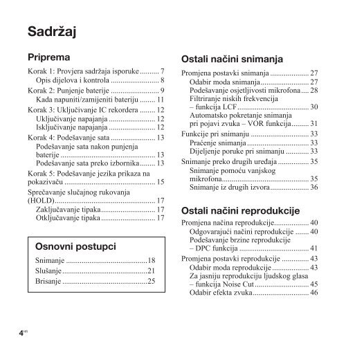 Sony ICD-UX300F - ICD-UX300F Istruzioni per l'uso Croato