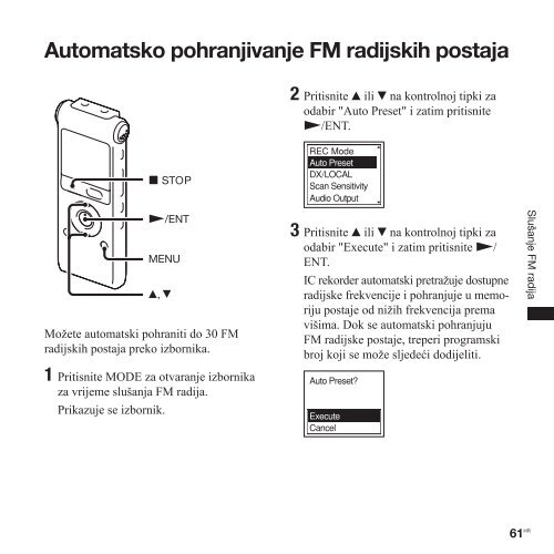 Sony ICD-UX300F - ICD-UX300F Istruzioni per l'uso Croato