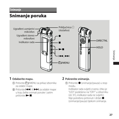 Sony ICD-SX850 - ICD-SX850 Istruzioni per l'uso Croato