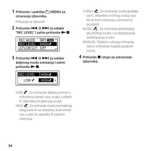 Sony ICD-SX850 - ICD-SX850 Istruzioni per l'uso Croato