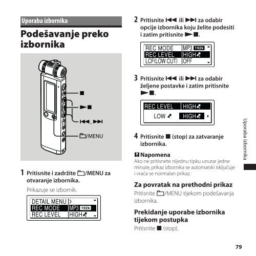 Sony ICD-SX850 - ICD-SX850 Istruzioni per l'uso Croato