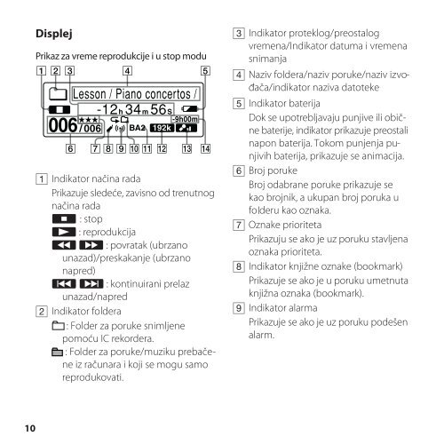 Sony ICD-SX850 - ICD-SX850 Istruzioni per l'uso Serbo