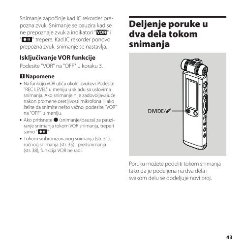 Sony ICD-SX850 - ICD-SX850 Istruzioni per l'uso Serbo