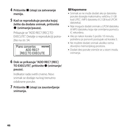 Sony ICD-SX850 - ICD-SX850 Istruzioni per l'uso Serbo