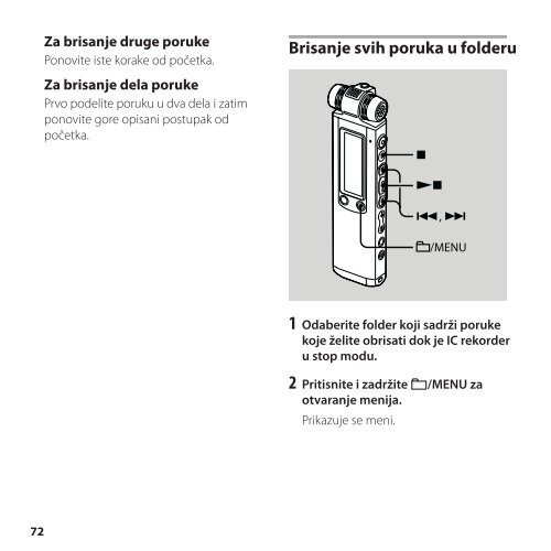 Sony ICD-SX850 - ICD-SX850 Istruzioni per l'uso Serbo