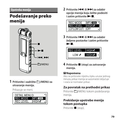 Sony ICD-SX850 - ICD-SX850 Istruzioni per l'uso Serbo