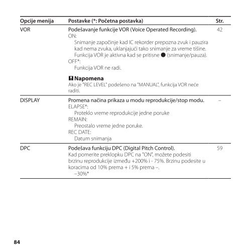 Sony ICD-SX850 - ICD-SX850 Istruzioni per l'uso Serbo