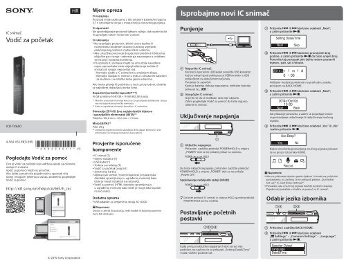 Sony ICD-TX650 - ICD-TX650 Guida di configurazione rapid Croato