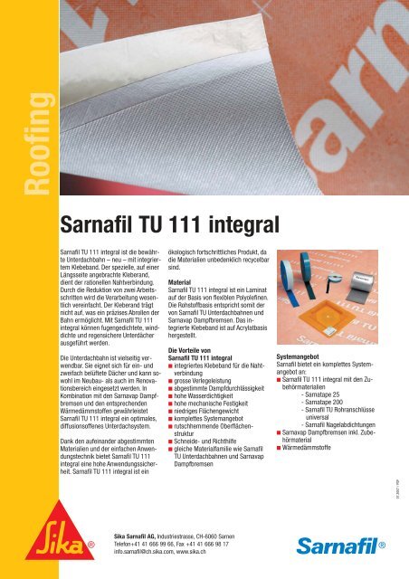 Sarnafil TU 111 integral - Isotosi.