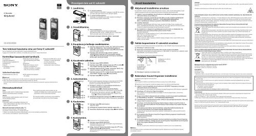 Sony ICD-SX1000 - ICD-SX1000 Guida di configurazione rapid Estone