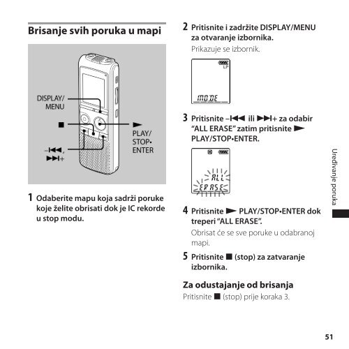 Sony ICD-PX720 - ICD-PX720 Istruzioni per l'uso Croato