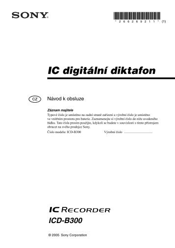 Sony ICD-B300 - ICD-B300 Istruzioni per l'uso Ceco