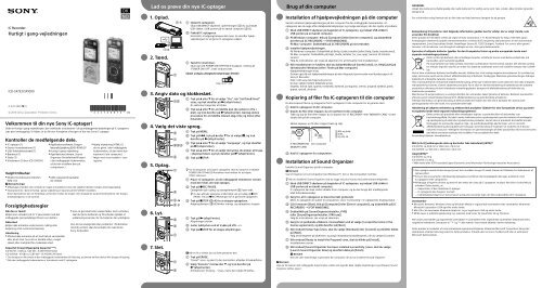 Sony ICD-SX733 - ICD-SX733 Guida di configurazione rapid Norvegese