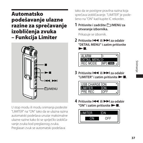 Sony ICD-SX750 - ICD-SX750 Istruzioni per l'uso Croato