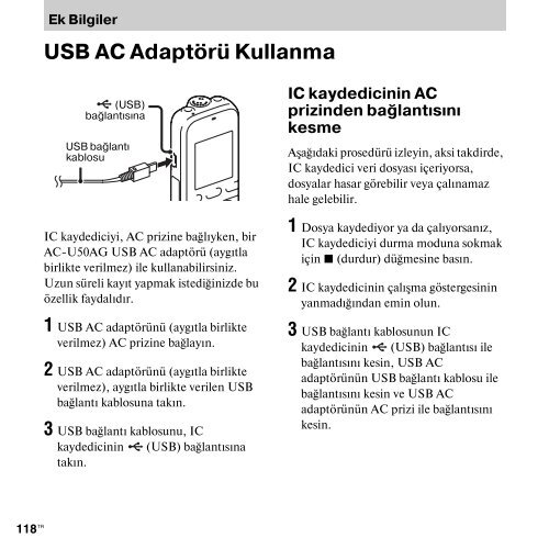 Sony ICD-PX312M - ICD-PX312M Istruzioni per l'uso Turco