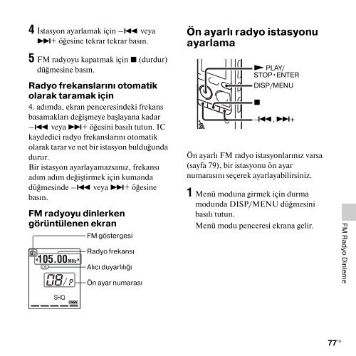 Sony ICD-PX312M - ICD-PX312M Istruzioni per l'uso Turco