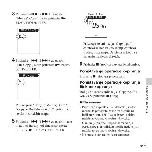 Sony ICD-PX312M - ICD-PX312M Istruzioni per l'uso Croato