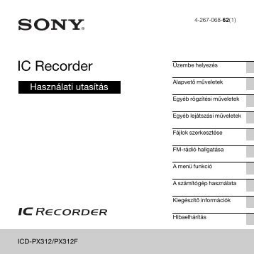 Sony ICD-PX312M - ICD-PX312M Istruzioni per l'uso Ungherese
