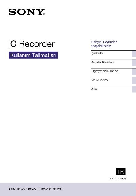 Sony ICD-UX523 - ICD-UX523 Istruzioni per l'uso Turco
