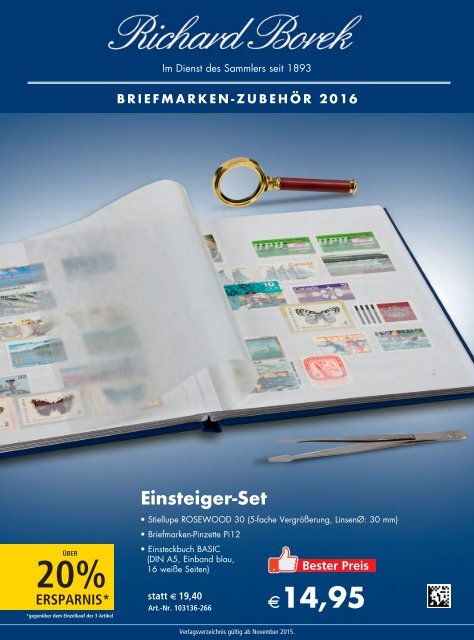 Borek Briefmarken-Zubehör Katalog 2016