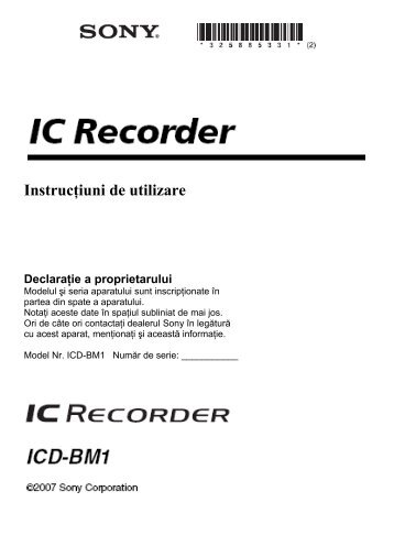 Sony ICD-BM1 - ICD-BM1 Istruzioni per l'uso Rumeno