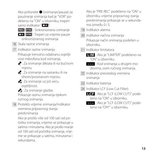 Sony ICD-SX700 - ICD-SX700 Istruzioni per l'uso Croato