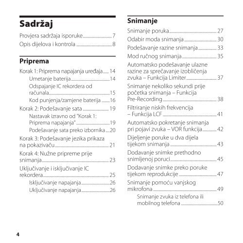 Sony ICD-SX700 - ICD-SX700 Istruzioni per l'uso Croato