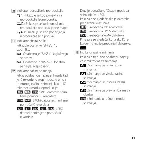 Sony ICD-SX800 - ICD-SX800 Istruzioni per l'uso Croato