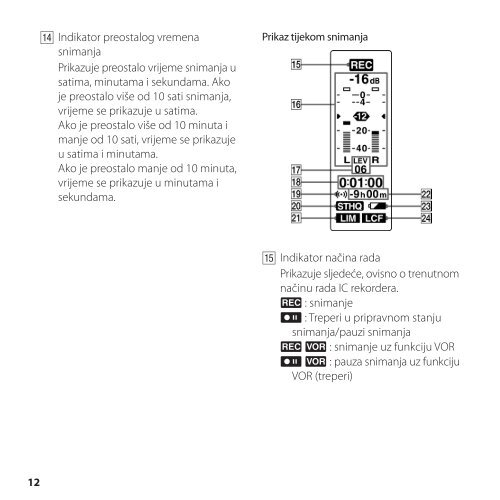 Sony ICD-SX800 - ICD-SX800 Istruzioni per l'uso Croato