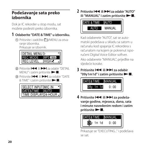 Sony ICD-SX800 - ICD-SX800 Istruzioni per l'uso Croato