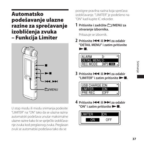 Sony ICD-SX800 - ICD-SX800 Istruzioni per l'uso Croato