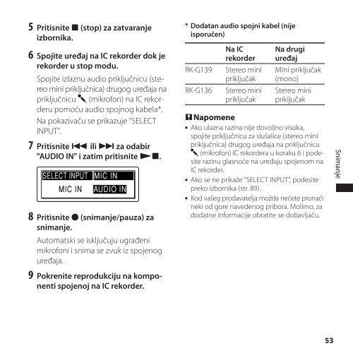 Sony ICD-SX800 - ICD-SX800 Istruzioni per l'uso Croato