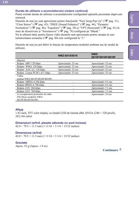 Sony NWZ-S618F - NWZ-S618F Istruzioni per l'uso Rumeno