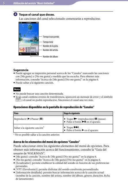 Sony NWZ-A866 - NWZ-A866 Istruzioni per l'uso Spagnolo