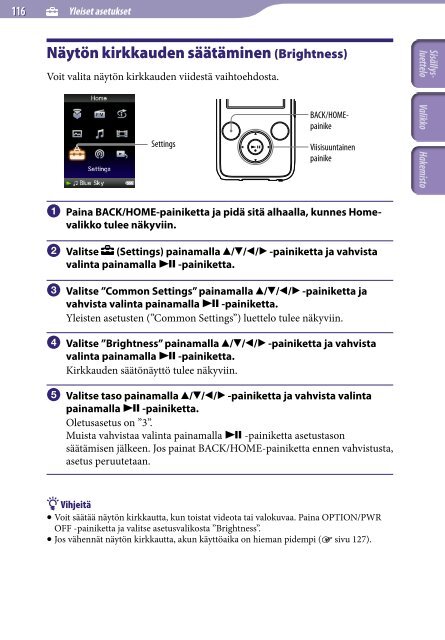 Sony NWZ-S739F - NWZ-S739F Istruzioni per l'uso Finlandese