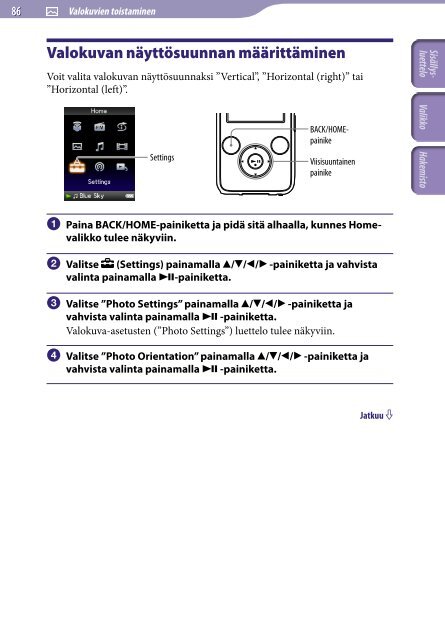 Sony NWZ-S739F - NWZ-S739F Istruzioni per l'uso Finlandese