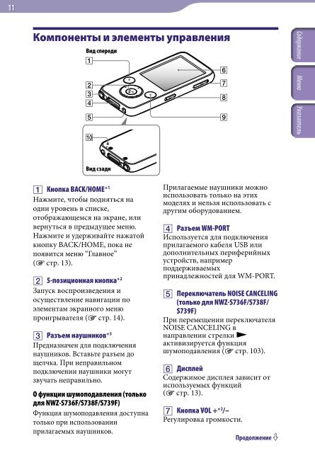 Sony NWZ-S739F - NWZ-S739F Istruzioni per l'uso Russo