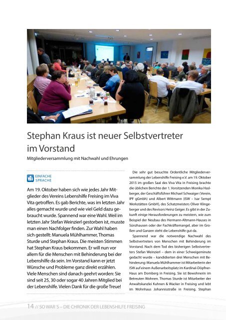 2015 November / Lebenshilfe Freising / Tausendfüßler-Magazin