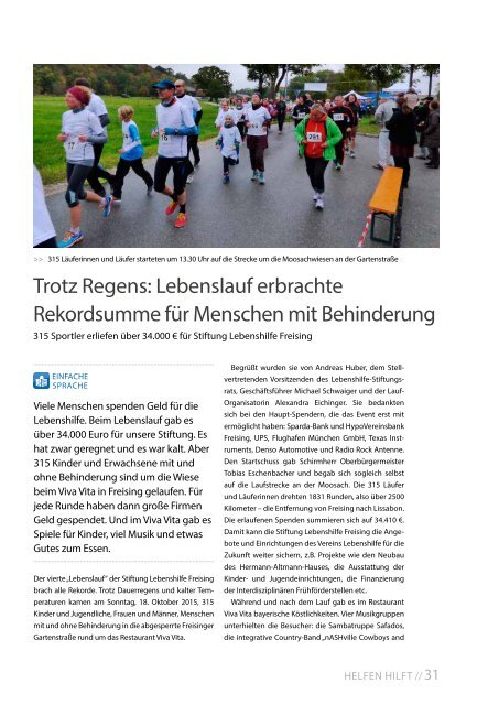 2015 November / Lebenshilfe Freising / Tausendfüßler-Magazin