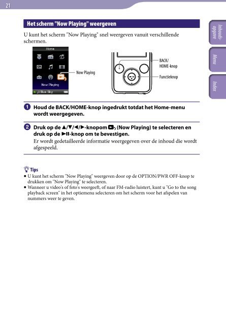 Sony NWZ-S739F - NWZ-S739F Istruzioni per l'uso Olandese