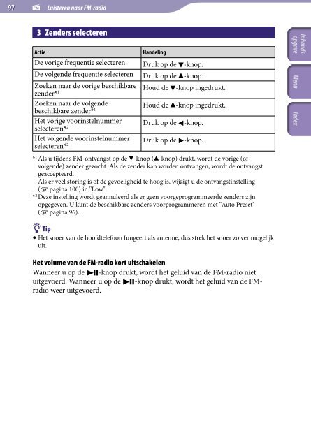 Sony NWZ-S739F - NWZ-S739F Istruzioni per l'uso Olandese