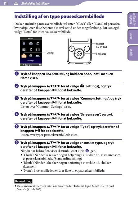 Sony NWZ-S739F - NWZ-S739F Istruzioni per l'uso Danese