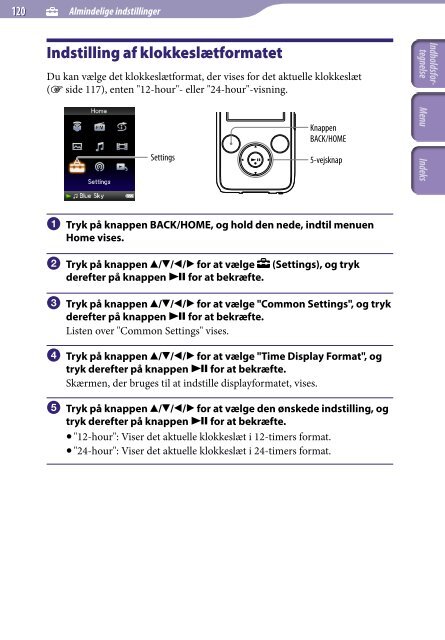 Sony NWZ-S739F - NWZ-S739F Istruzioni per l'uso Danese