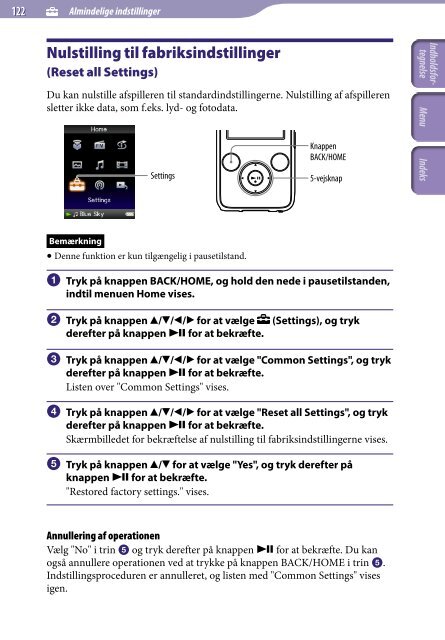 Sony NWZ-S739F - NWZ-S739F Istruzioni per l'uso Danese