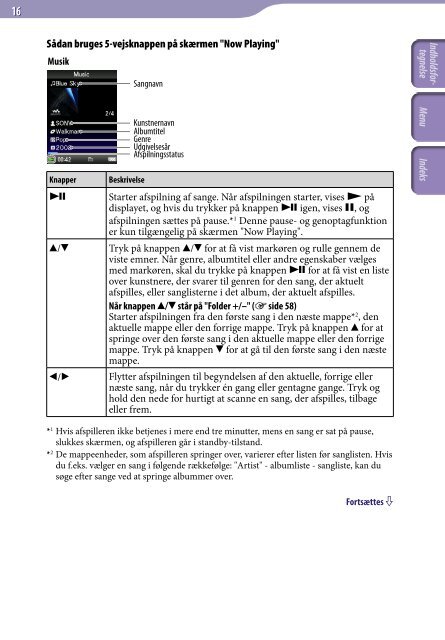 Sony NWZ-S739F - NWZ-S739F Istruzioni per l'uso Danese