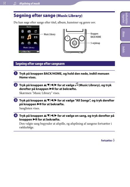 Sony NWZ-S739F - NWZ-S739F Istruzioni per l'uso Danese