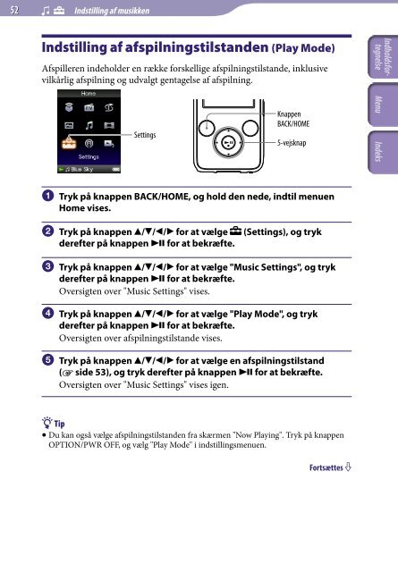 Sony NWZ-S739F - NWZ-S739F Istruzioni per l'uso Danese