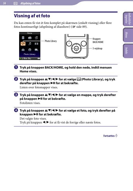 Sony NWZ-S739F - NWZ-S739F Istruzioni per l'uso Danese