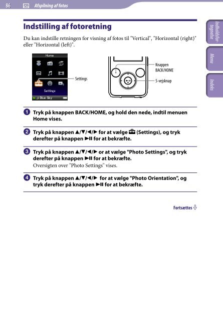 Sony NWZ-S739F - NWZ-S739F Istruzioni per l'uso Danese