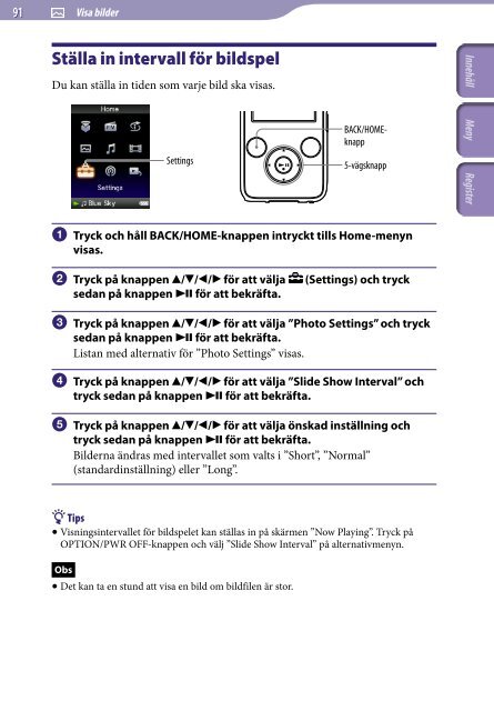 Sony NWZ-S739F - NWZ-S739F Istruzioni per l'uso Svedese